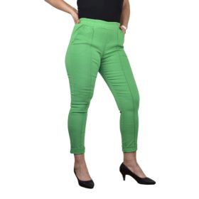 Casual stílusú, gumis derekú női nadrág – Zöld /S