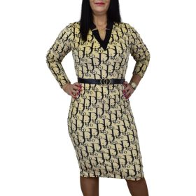 Plüss bársony krémszínű mintás női ruha