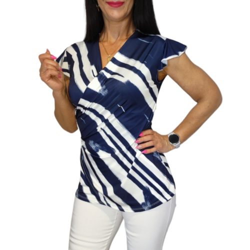 Adry átlapolt felső-sötétkék csíkos