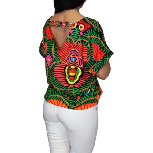 Donna elöl-hátul V-kivágású felső – Matyó mintás