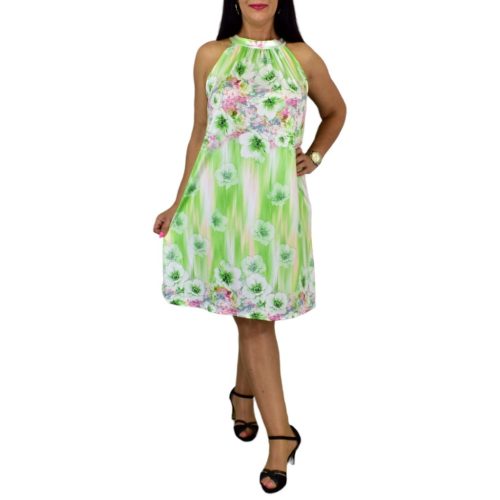 Flóra zöld virág mintás ruha