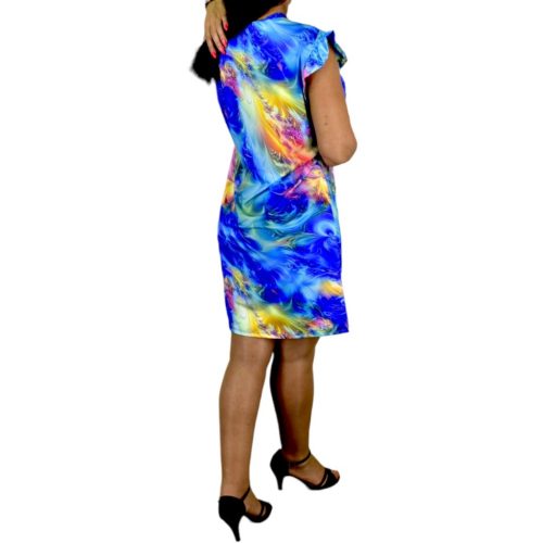 Oti nyaknál megkötős égkék mintás ruha 