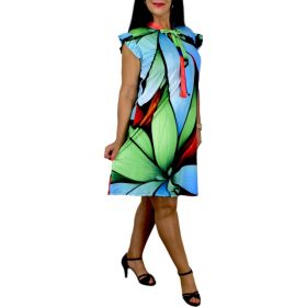 Oti nyaknál megkötős levél mintás ruha