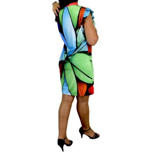 Oti nyaknál megkötős levél mintás ruha