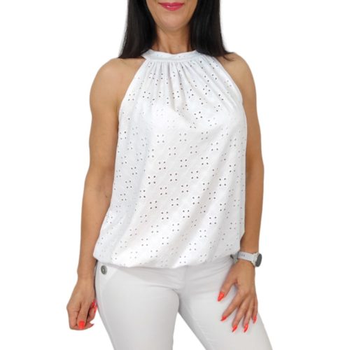 Lana ujjatlan madeira mintás felső- fehér