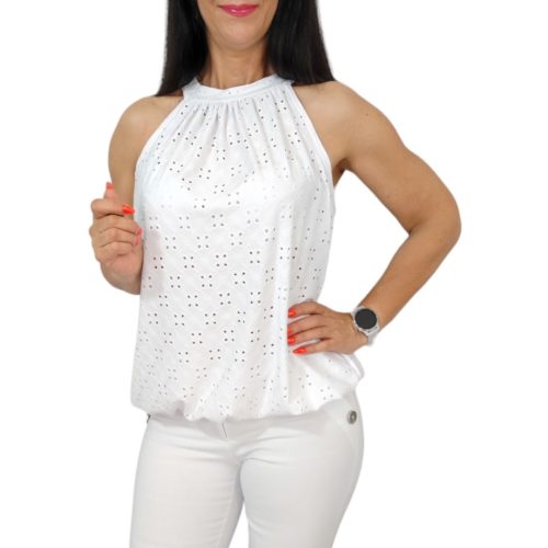 Lana ujjatlan madeira mintás felső- fehér