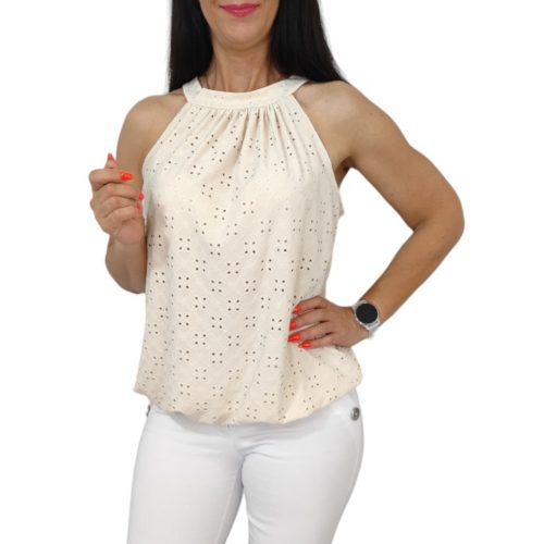 Lana ujjatlan madeira mintás felső- bézs