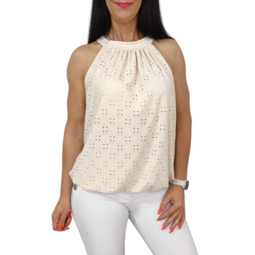 Lana ujjatlan madeira mintás felső- bézs