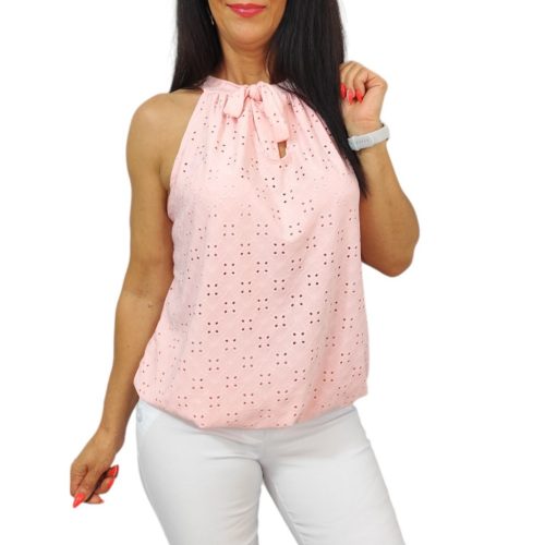 Lana ujjatlan madeira mintás felső- babarózsaszín