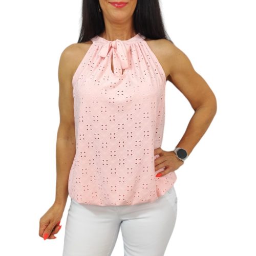 Lana ujjatlan madeira mintás felső- babarózsaszín