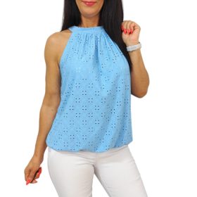 Lana ujjatlan madeira mintás felső- babakék 