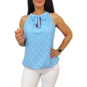 Lana ujjatlan madeira mintás felső- babakék 