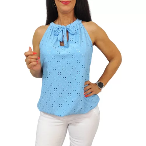 Lana ujjatlan madeira mintás felső- babakék 