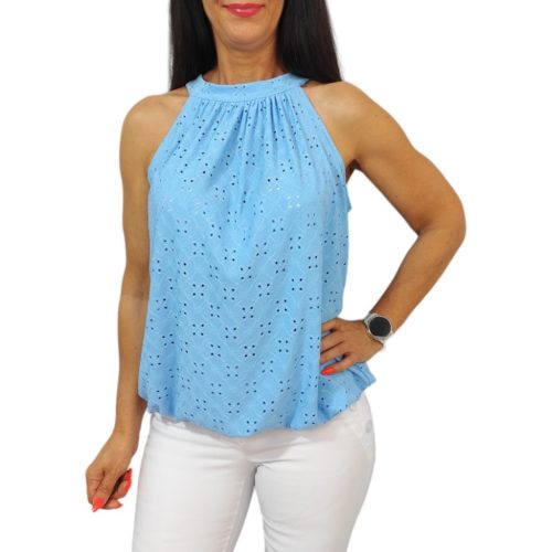 Lana ujjatlan madeira mintás felső- babakék 