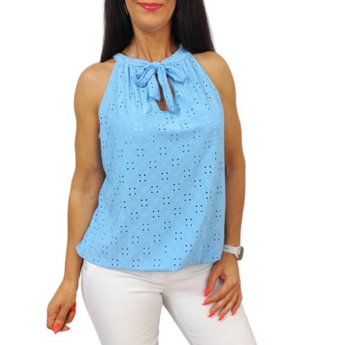 Lana ujjatlan madeira mintás felső- babakék 