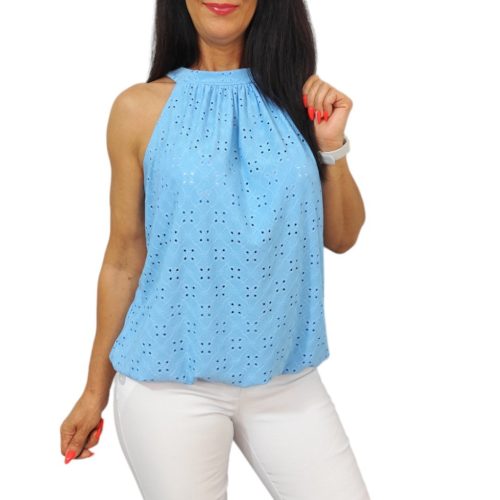 Lana ujjatlan madeira mintás felső- babakék 