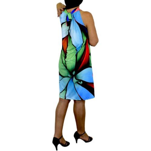 Flóra színes levél mintás női ruha