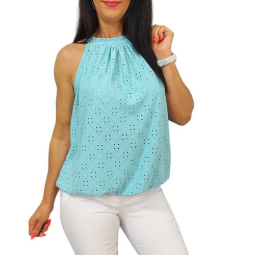 Lana ujjatlan madeira mintás felső- menta