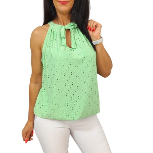 Lana ujjatlan madeira mintás felső- almazöld