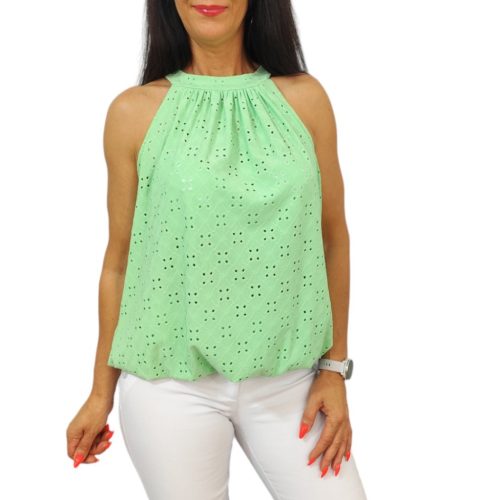 Lana ujjatlan madeira mintás felső- almazöld