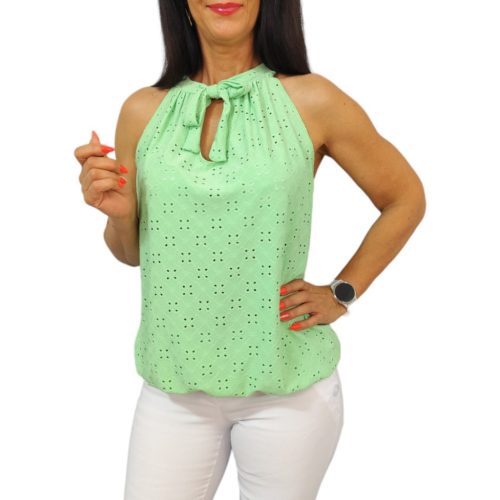 Lana ujjatlan madeira mintás felső- almazöld