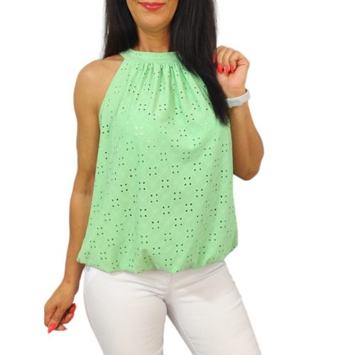 Lana ujjatlan madeira mintás felső- almazöld