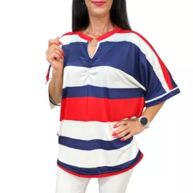 Alisa denevér ujjú plus size felső-csíkos