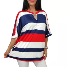 Alisa denevér ujjú plus size felső-csíkos