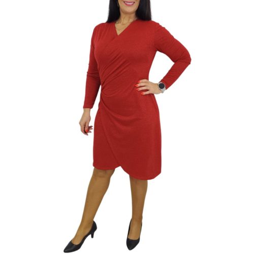 Nelly átlapolt piros csillogó alkalmi ruha