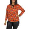 Liona csipkés kereknyakú felső – Piros geometrikus mintás
