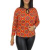 Liona csipkés kereknyakú felső – Piros geometrikus mintás