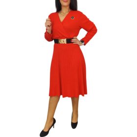 Teresa átlapolt medállal piros női ruha