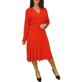 Teresa átlapolt medállal piros női ruha