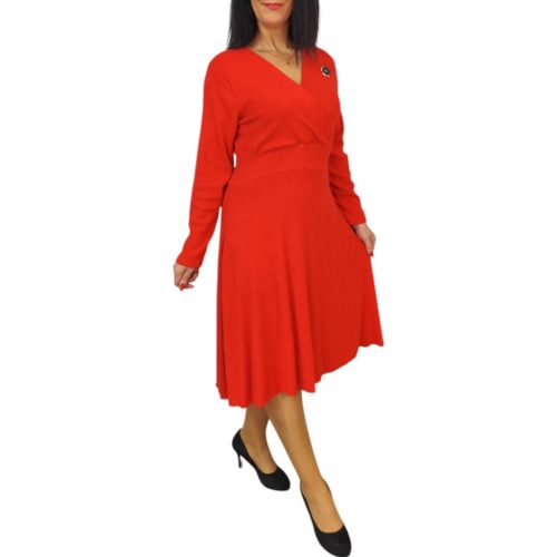 Teresa átlapolt medállal piros női ruha