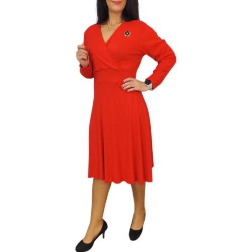 Teresa átlapolt medállal piros női ruha