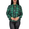 Orsina zöld kockás mintás női felső