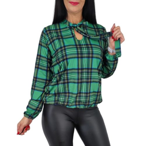 Orsina zöld kockás mintás női felső