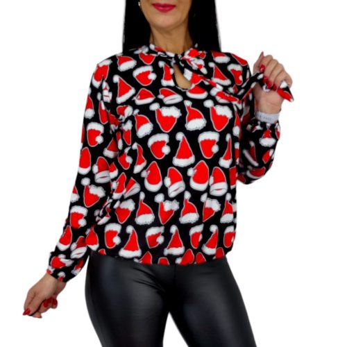 Orsina mikulás sapkás mintás női felső