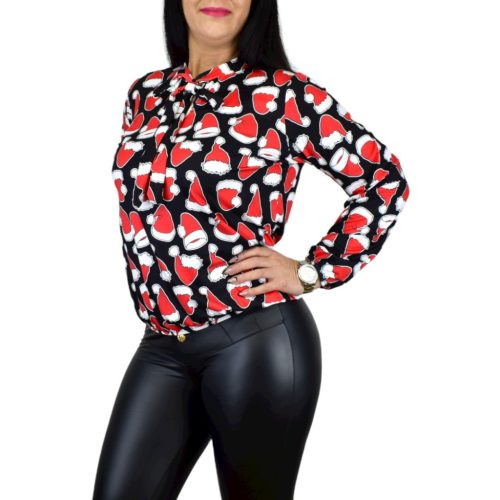 Orsina mikulás sapkás mintás női felső