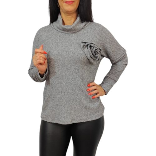 Vali magasított nyakú szürke felső