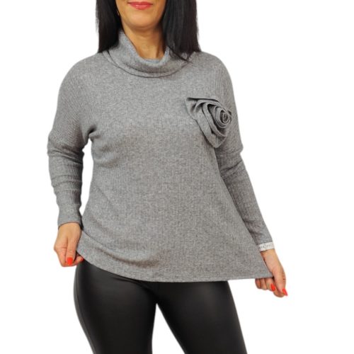 Vali magasított nyakú szürke felső