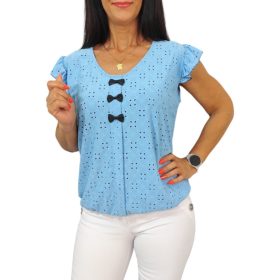 Dorottya masnis babakék madeira mintás felső