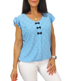 Dorottya masnis babakék madeira mintás felső