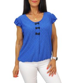 Dorottya masnis királykék madeira mintás felső