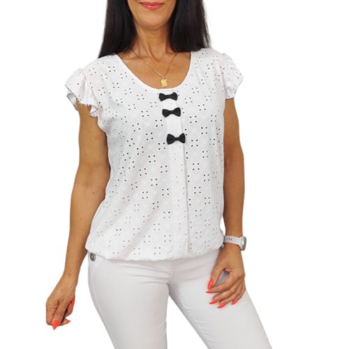 Dorottya masnis fehér madeira mintás felső