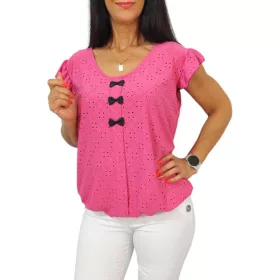 Dorottya masnis madeira mintás felső - pink