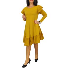 Alyra fodros lezser ruha – Mustársárga