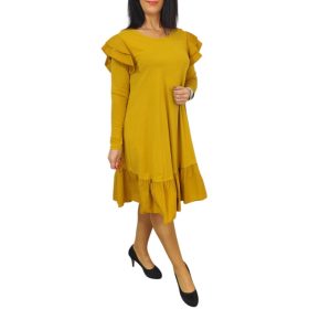 Alyra fodros lezser ruha – Mustársárga