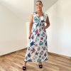 Barby V-nyakú maxi ruha - kék tengeri mintás