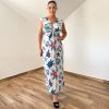 Barby V-nyakú maxi ruha - kék tengeri mintás